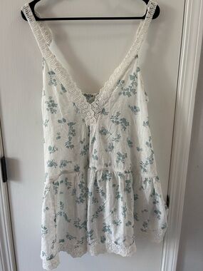 By Anthropologie Embroidered Trim V Neck Mini Sleep Dress Size XS